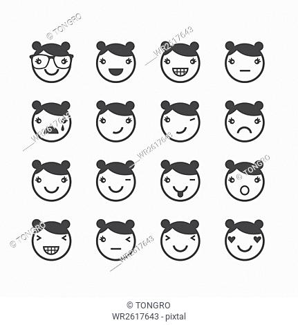 Various face emotions of woman
