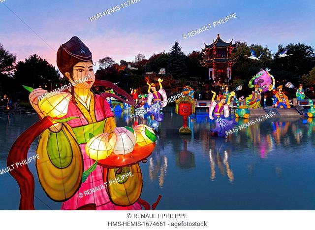 The Magic Of Lanterns Exhibit In Chinese Garden Autumn Montreal Botanical Quebec Stock Photo Picture And Rights Managed Image Pic Acx Acp22082 Agefotostock - Montreal Botanical Garden Lantern Festival 2018