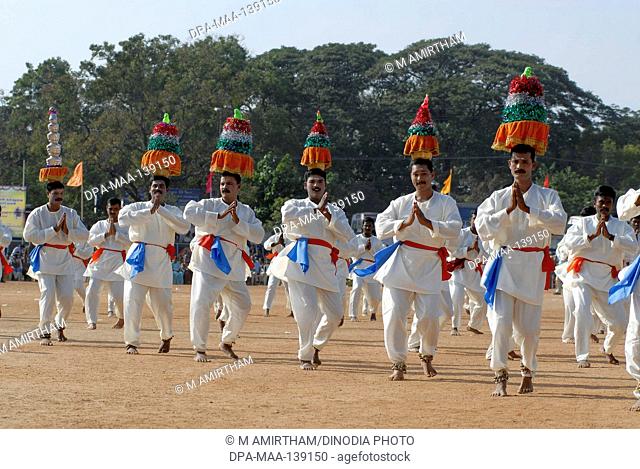 Karaganda Dancers ; men performing folk dance ; Tamil Nadu ; India