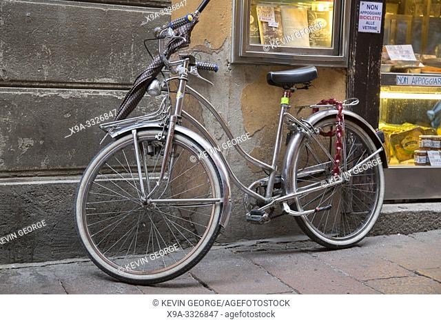 Antico Forno Piemontese Shop Window with Bike; Bologna; Italy