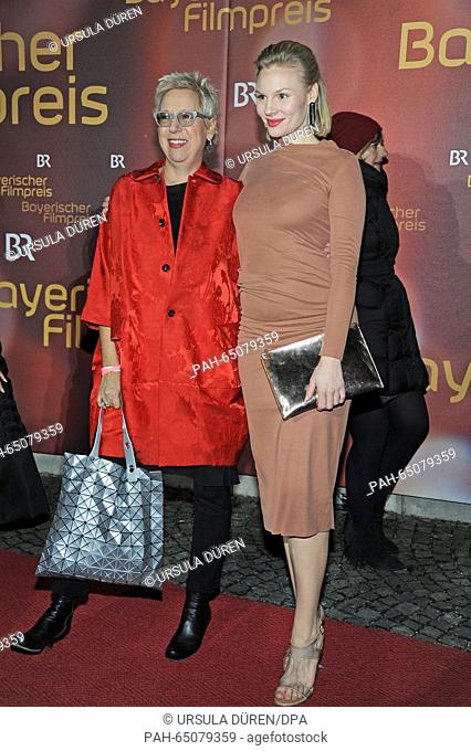 Producer Doris Doerrie (L) and actress Rosalie Thomass arrive to the Bavarian Film Awards in the Prince Regent Theater in Munich, Germany, 15 January 2016