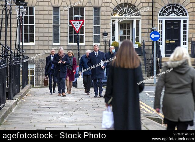 Flemish Minister President Jan Jambon (C) arrives for, a meeting with , First Minister of Scotland Nicola Sturgeon and during a diplomatic meeting in Edinburgh