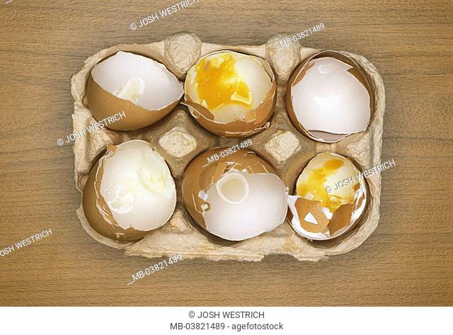 Eierkarton, eggshells,    Food, eggs, remains, uses peels, brown, opened, shattered, yolk, yolk, Eischale, remains, warete, Biomüll, yolk, protein, hen's eggs