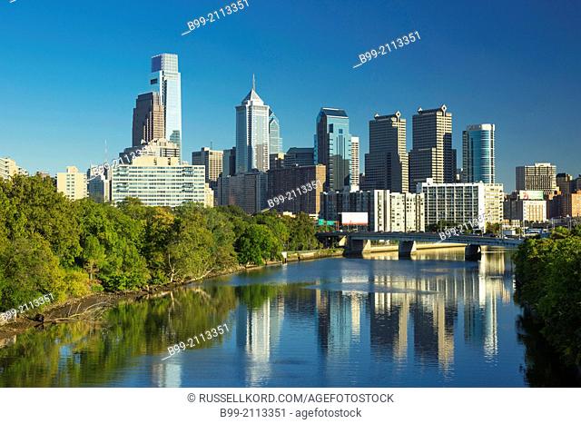 Downtown Skyline Schuylkill River Philadelphia Pennsylvania Usa