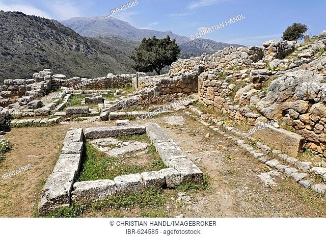 Assembly room ruins dating to the fifth century BC (Doric period) in Lato, Crete, Greece, Europe