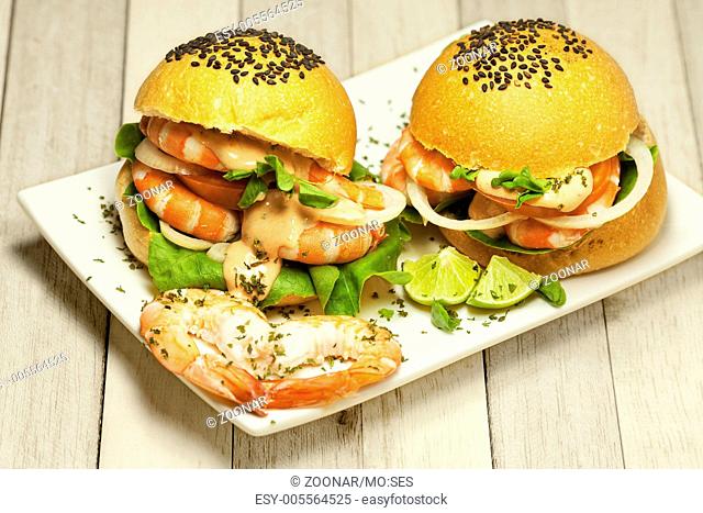 Delicious shrimp burgers