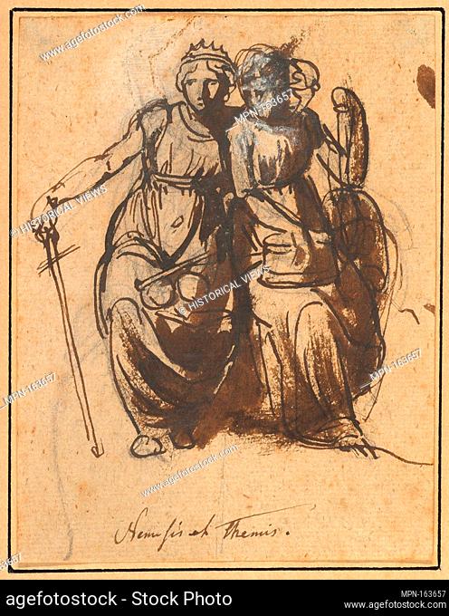 Nemesis and Themis. Artist: Nicolai Abraham Abildgaard (Danish, Copenhangen 1743-1809 Frederiksdal); Date: mid-18th-early 19th century; Medium: Pen and brown...