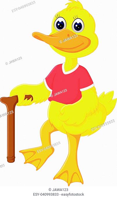 vector illustration of cute duck cartoon standing bring stick with smile,  Stock Vector, Vector And Low Budget Royalty Free Image. Pic. ESY-040993833  | agefotostock