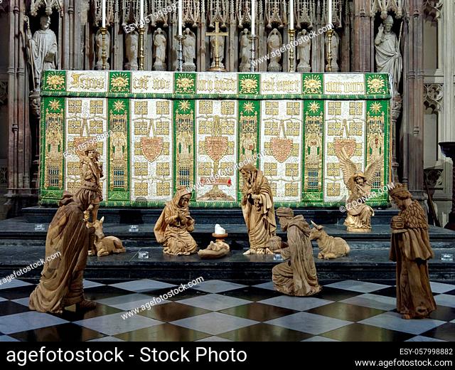 NEWCASTLE UPON TYNE, TYNE AND WEAR/UK - JANUARY 20 : Nativity Scene in the Cathedral in Newcastle upon Tyne, Tyne and Wear on January 20, 2018