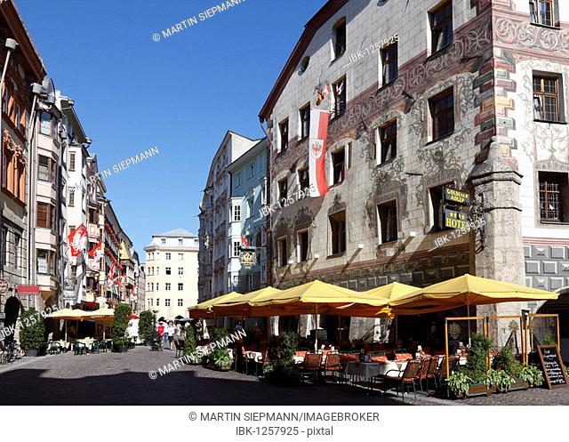 Herzog-Friedrich-Strasse, Hotel Goldener Adler, historic city centre of Innsbruck, Tyrol, Austria, Europe