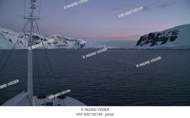Antarctic scenic channel. view from bridge of ship. Antarctic Peninsula