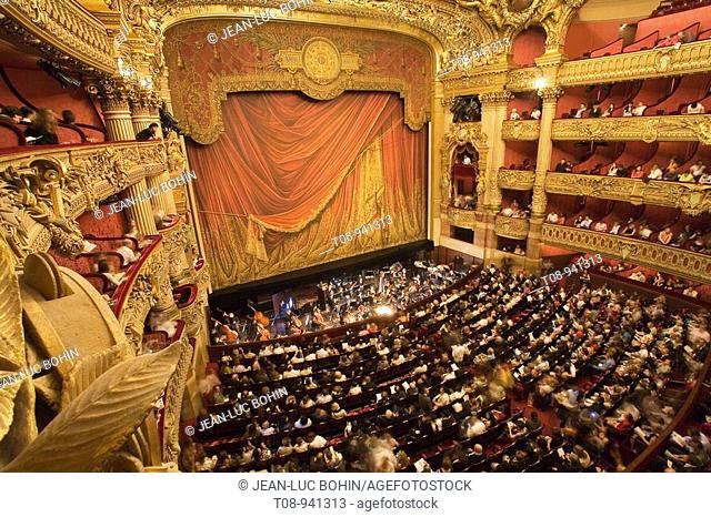 france, paris, opéra Garnier : loges et orchestre