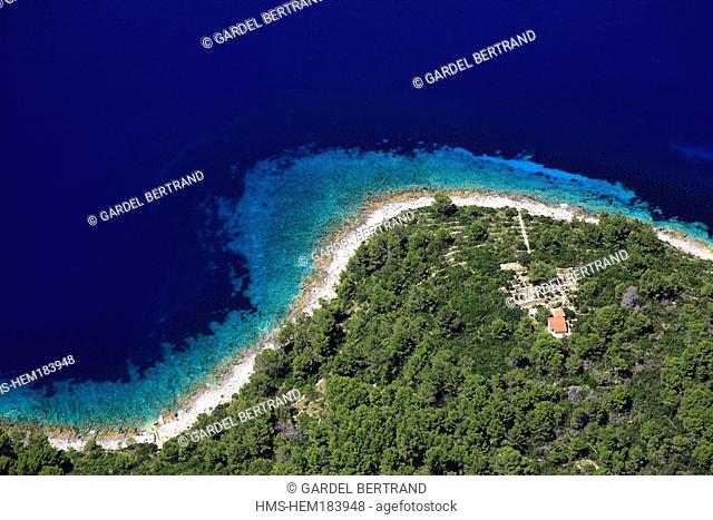 Croatia, Dalmatia, Dalmatian coast, Mljet island National Park aerial view
