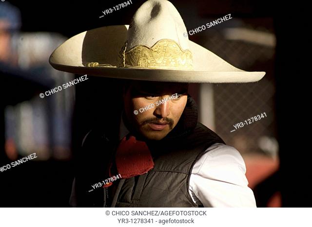 A Mexican charro attends the National Charro Championship in Pachuca, Hidalgo State, Mexico. Escaramuzas are similar to US rodeos