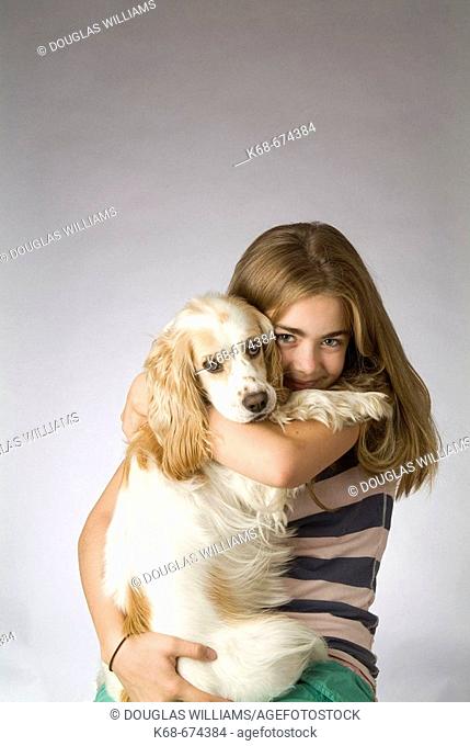 twelve year old girl with cocker spaniel