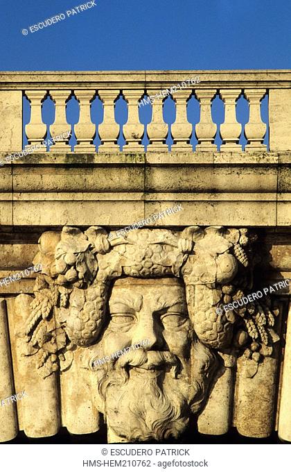 France, Paris, Pont Notre Dame, mascaron representing Zeus