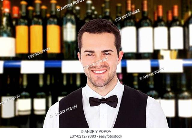 Portrait of a cheerful young butler