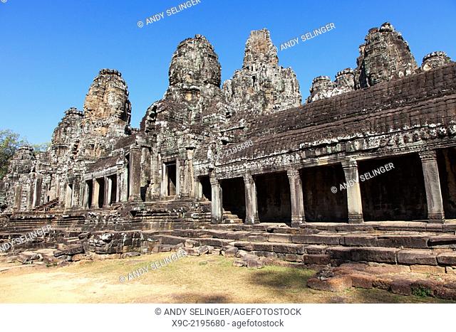 The Bayon Temple in Central Angkor Thom, Angkor, Cambodia