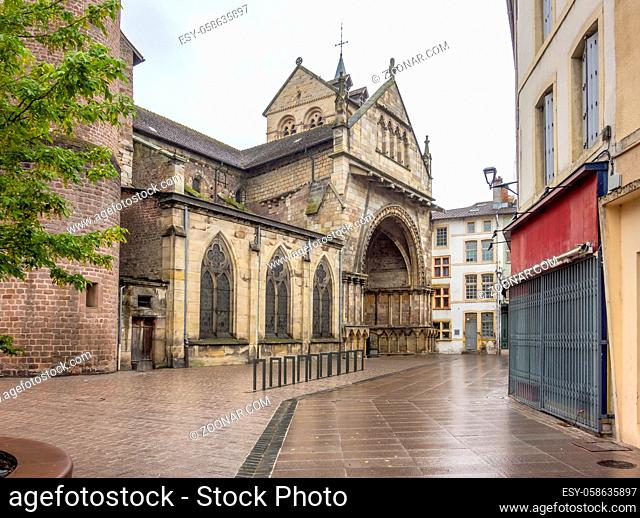scenery around Saint-Maurices Basilica in Epinal, the capital city of the Vosges departmend in France