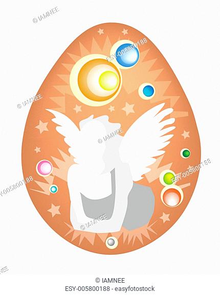An Illustration of White Angel Painted on Easter Egg