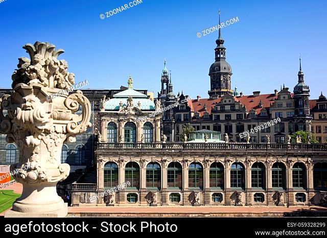 Zwinger palace, XVIII century - famous historic building in Dresden
