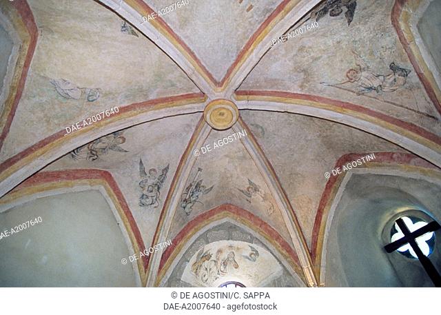 The vault of the chapel, La Vigne Castle (15th century), Ally, Auvergne, France
