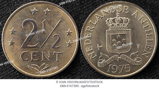 2, 5 cent coin, Netherlands Antilles, 1975