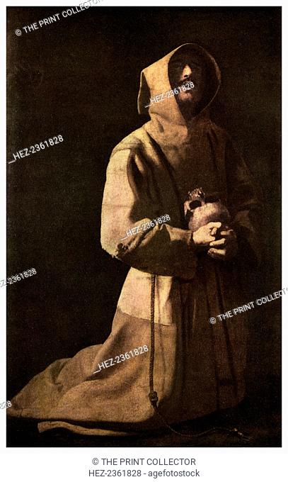 Sanctity: 'St Francis in Meditation', 1635-1639 (1956). St Francis of Assisi (1181-1226), founder of the Franciscan order of monks