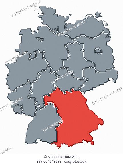Map of Germany, Bavaria highlighted