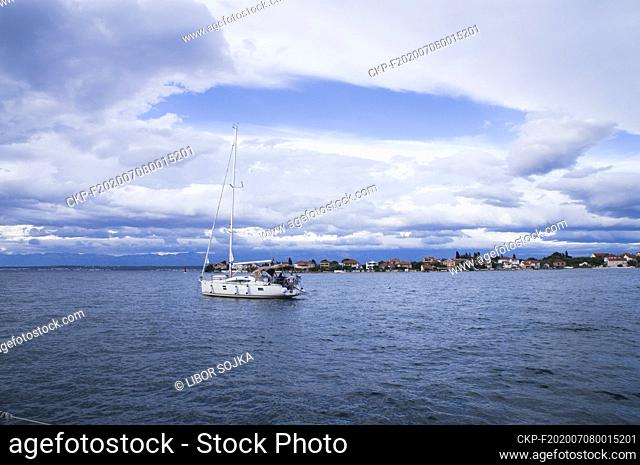 Illustrative photo, sailing yacht, cruising, cruiser, sea, recreation, holidays, Sutomiscica bay, Ugljan island, Dalmatia, Croatia on June 21, 2020