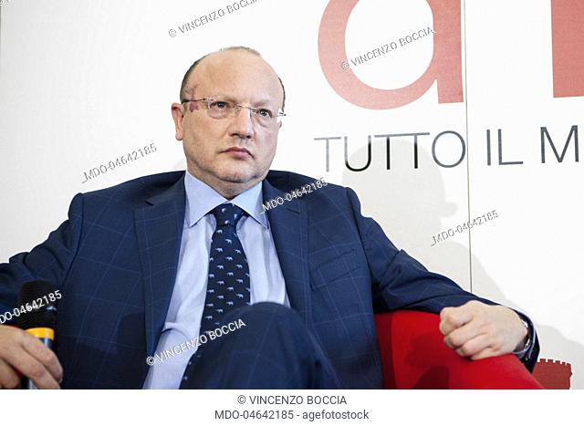 President of Confindustria Vincenzo Boccia being interviewed by Giorgio Mulè, director of Panorama, during the event Panorama d'Italia. Salerno, Italy