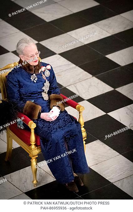Queen Margrethe of Denmark attends the new year diplomatic reception at Christiansborg palace in Copenhagen, Denmark, 3 January 2017