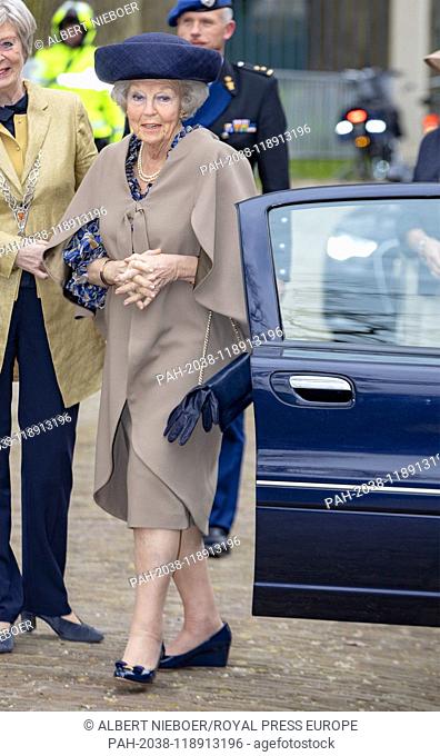 Princess Beatrix of The Netherlands arrives at Palace Het Loo in Apeldoorn, on April 2, 2019, .to open the exhibition The Garden of Earthly Worries by Daniel...