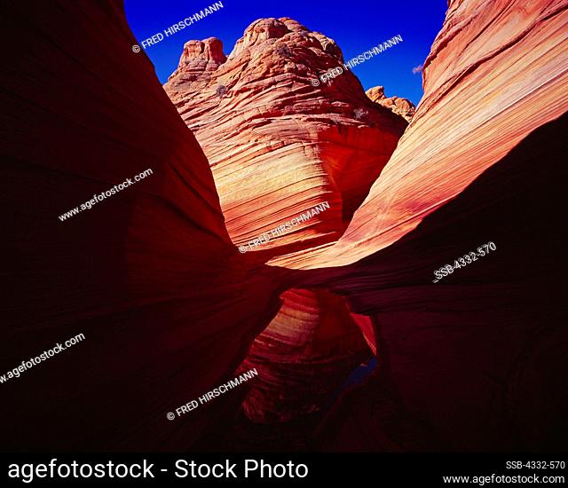 Wind-sculpted Navajo Sandstone slickrock at The Wave, Paria Canyon Vermilion Cliffs Wilderness, Arizona