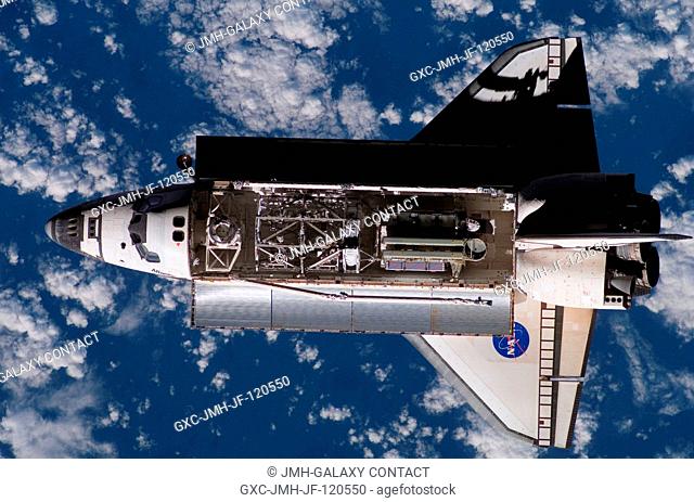 A nadir view of the Space Shuttle Atlantis was photographed by a member of the Expedition 15 crew aboard the International Space Station as the two spacecraft...