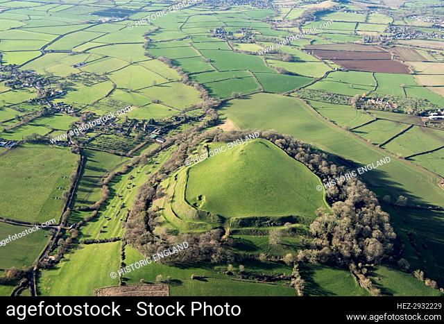 Cadbury Castle, the earthwork remains of an Iron Age hillfort, Somerset, 2019. Creator: Damian Grady