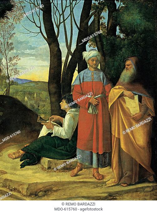 The Three Philosophers (I tre filosofi), by Giorgio da Castelfranco known as Giorgione, 1507 - 1510, 16th Century, oil on canvas, 124 x 144 cm