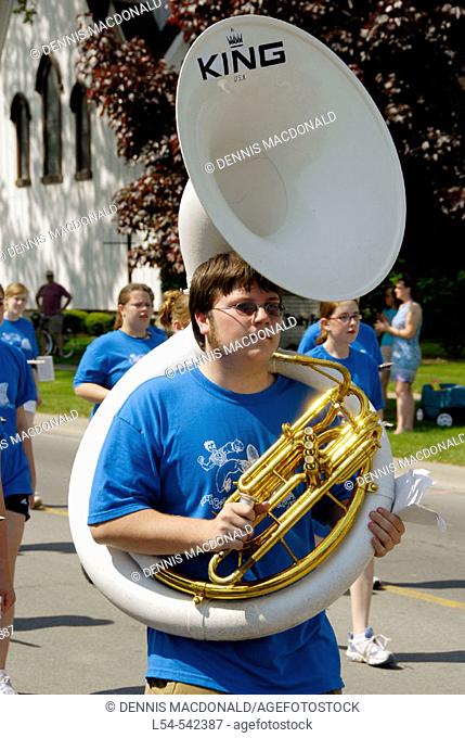 High school marching band in Memorial Day Parade Lexington Michigan