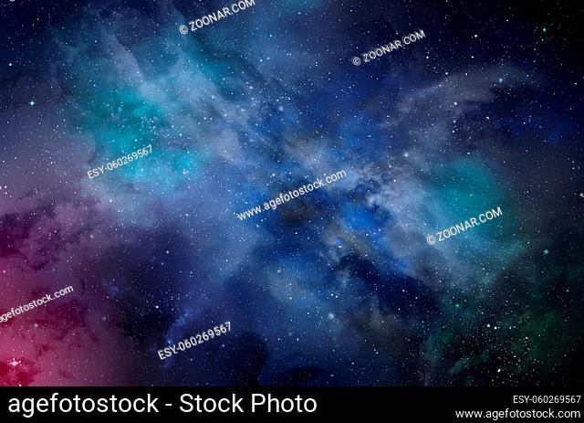 Abstract background image of the universe: galaxy, starry sky, bright stars, nebula