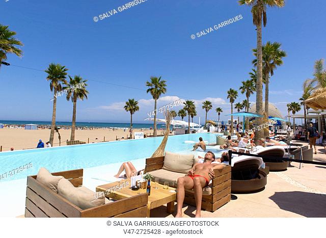 Marina Beach Club, hotel complex located in the Marina Real Juan Carlos I, Port of Valencia, Valencia, Spain, Europe