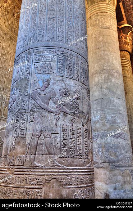 Bas Reliefs, Columns, Hypostyle Hall, Temple of Khnum, Esna, Egypt