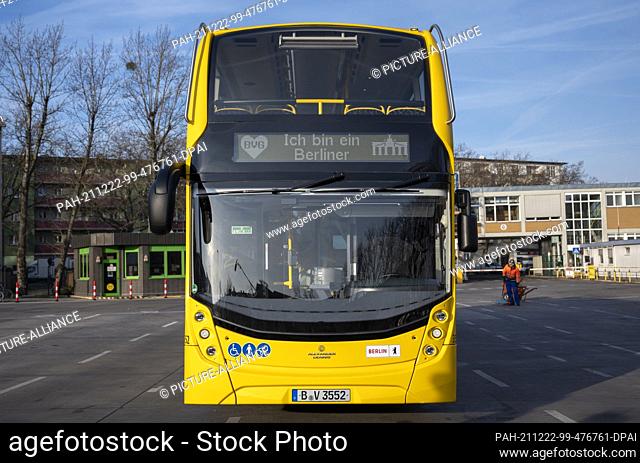 22 December 2021, Berlin: A BVG double-decker bus of the new generation stands on a BVG premises. The first of 198 series vehicles will start regular service on...