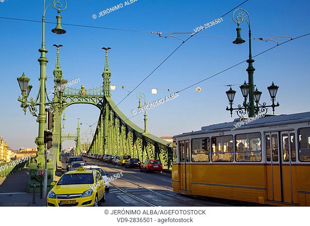 Liberty or Freedom bridge across the Danube River. Budapest Hungary, Southeast Europe