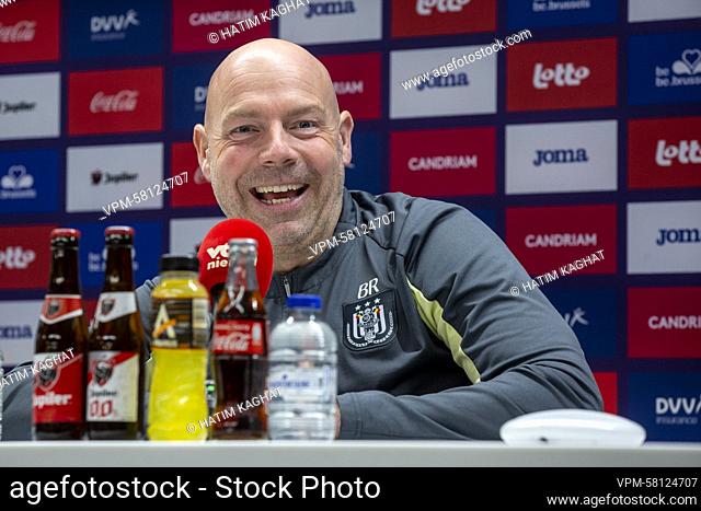 Anderlecht's head coach Brian Riemer pictured during the weekly press conference of Belgian soccer team RSC Anderlecht, Friday 13 January 2023 in Brussels