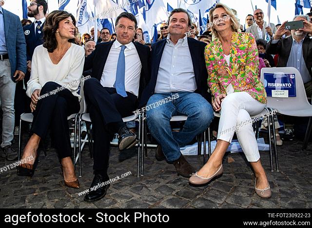 Agnese Renzi, Matteo Renzi, Carlo Calenda, Guidotti Bentivoglio attends the closing election campaign of Azione-Italia Viva, in Rome, Italy, 23 September 2022