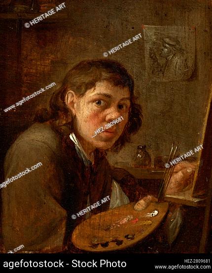 Self-Portrait in the Studio, c. 1645. Creator: Gillis van Tilborgh the Younger