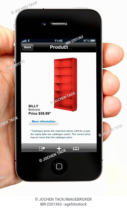 IPhone, smartphone, app on the display, IKEA catalogue, shopping
