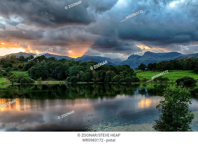 Sunset at Loughrigg Tarn in Lake District
