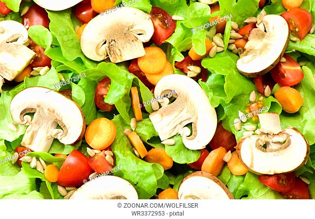 fresh green salad with mushrooms