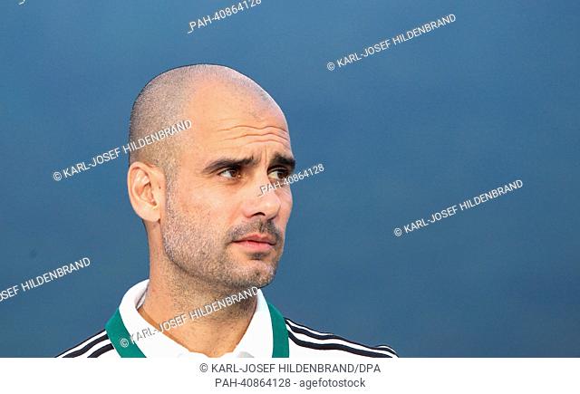 Coach Pep Guardiola of FC Bayern Munich during an interview in Arco, Italy, 05 July 2013. From 04 July until 12 July 2013 the Bundesliga team prepares for...